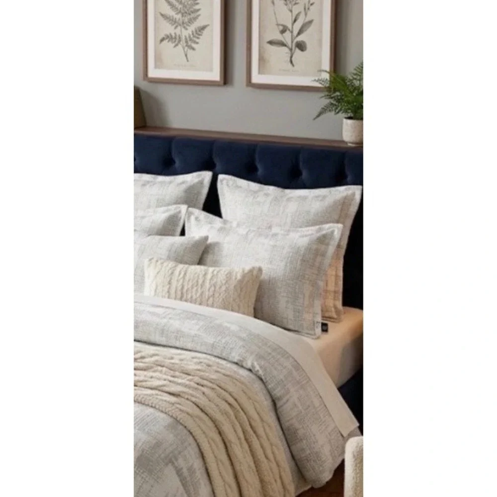 Luxury Windsor King Duvet Cover‎ Silver White NWT Textured 3pc Set 2 King Shams